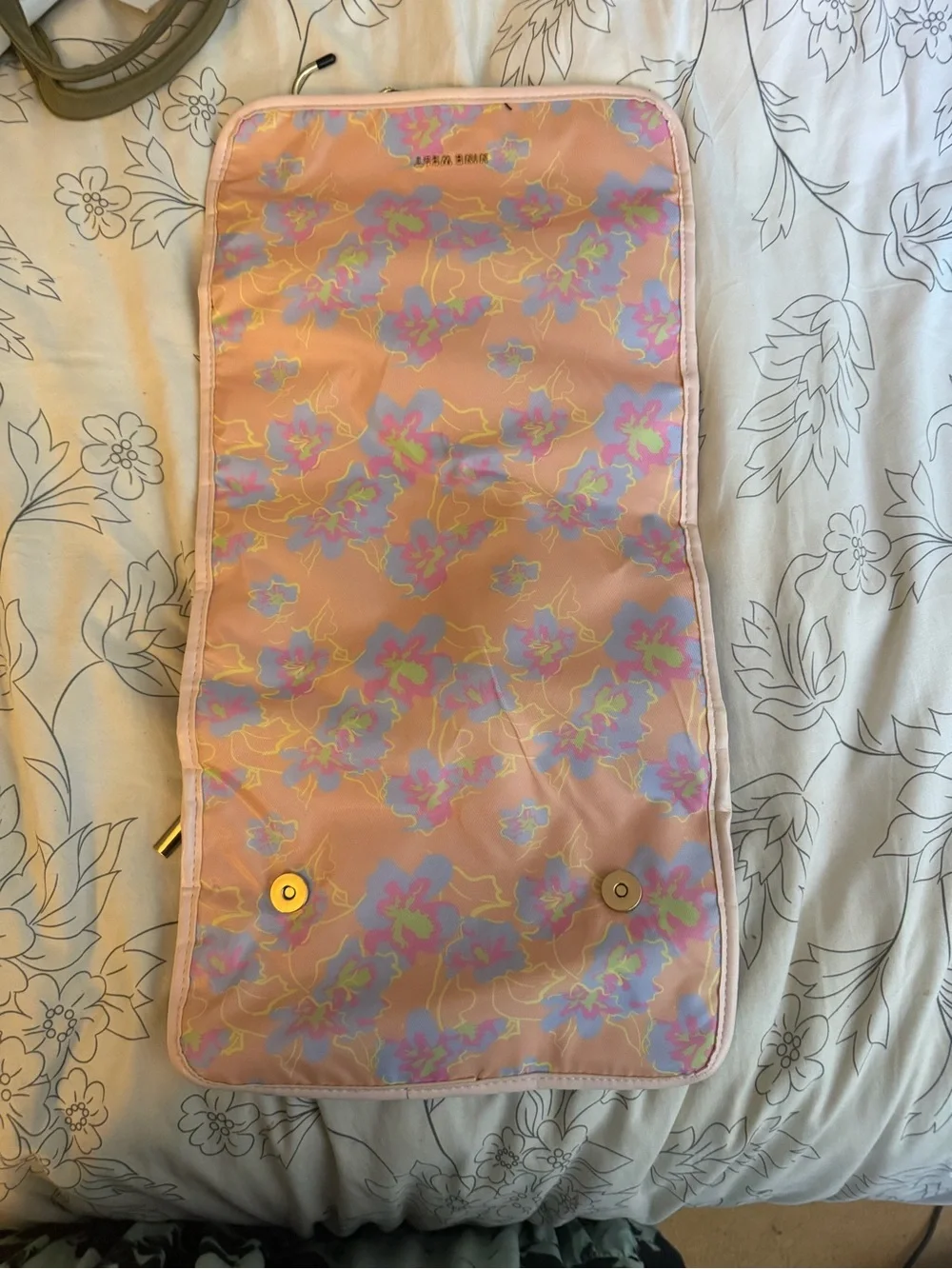 Nine West Pastel Pink Floral Foldable Cosmetic Pouch